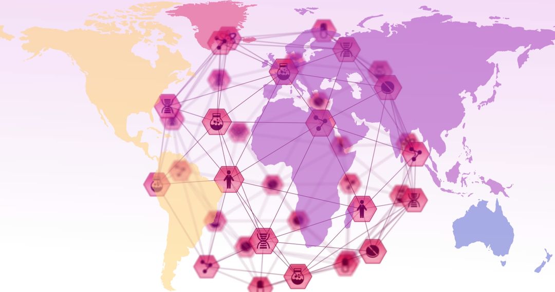 Global Technology Network with Futuristic Interface Icons