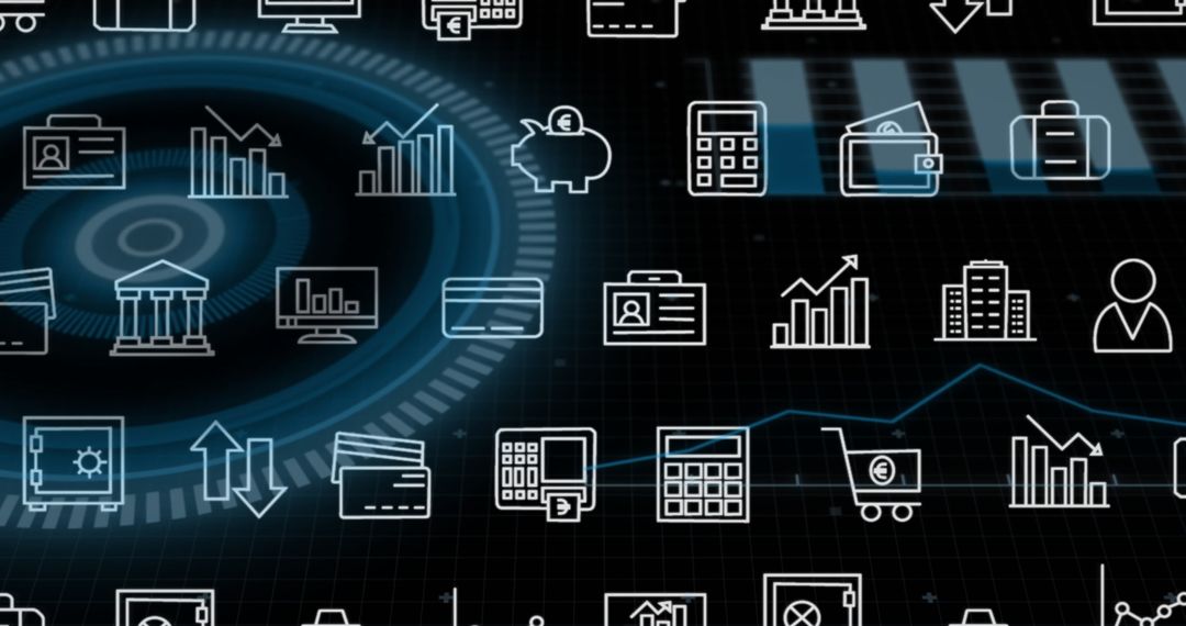 Futuristic Business Network Interface with Digital Icons