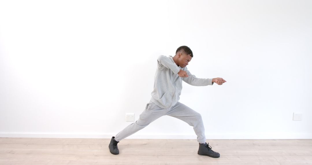 Energetic Dance Movement in Minimalist Room