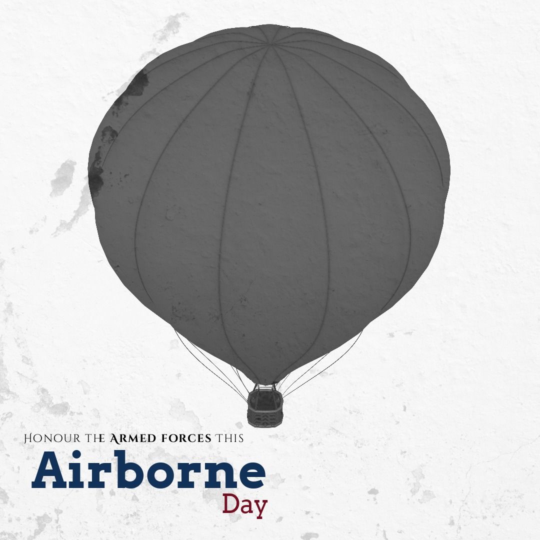 Digital composite image of hot air balloon with honour the armed forces this airborne day text - Download Free Stock Templates Pikwizard.com