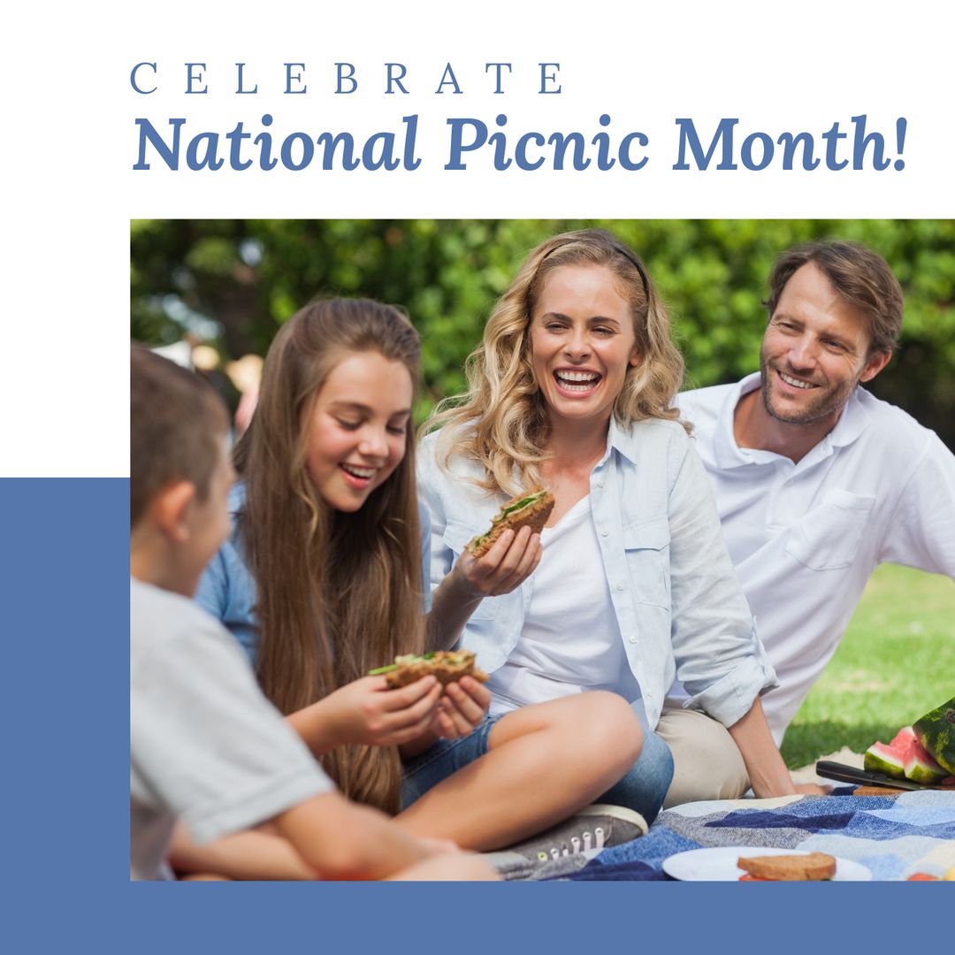 Happy Family Enjoying Picnic in Park for National Picnic Month - Download Free Stock Templates Pikwizard.com