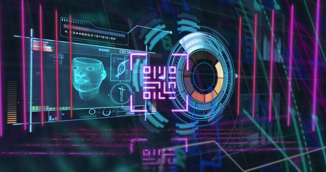 Futuristic Interface Display with Data and Holographics