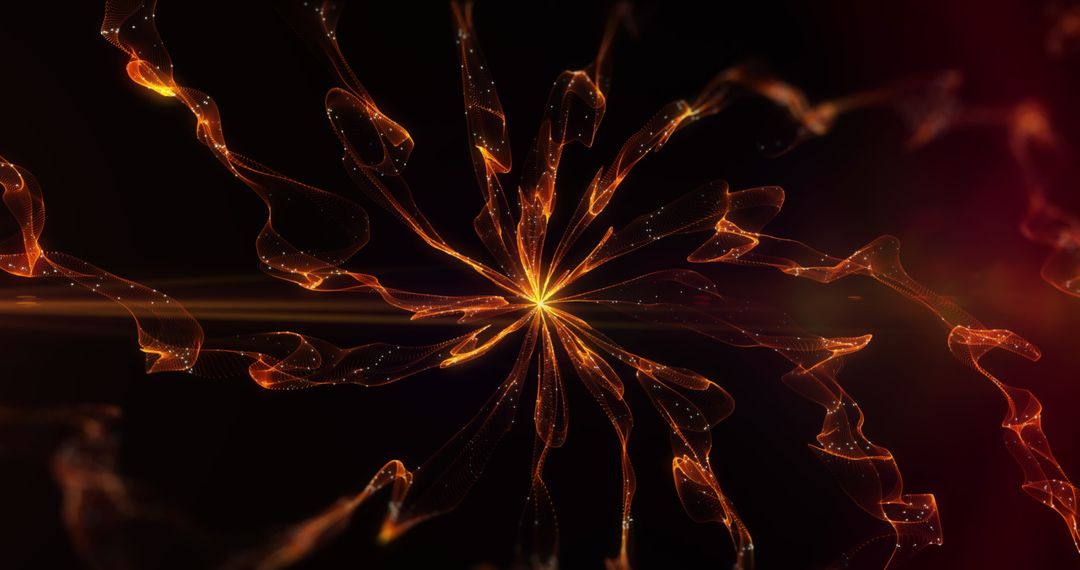 Abstract Glowing Orange Light Trails and Sinewy Forms