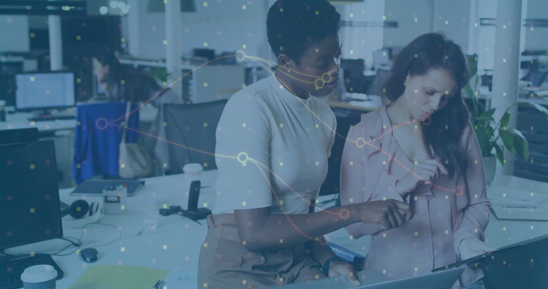 Collaborative Teamwork in Modern Office with Digital Technology