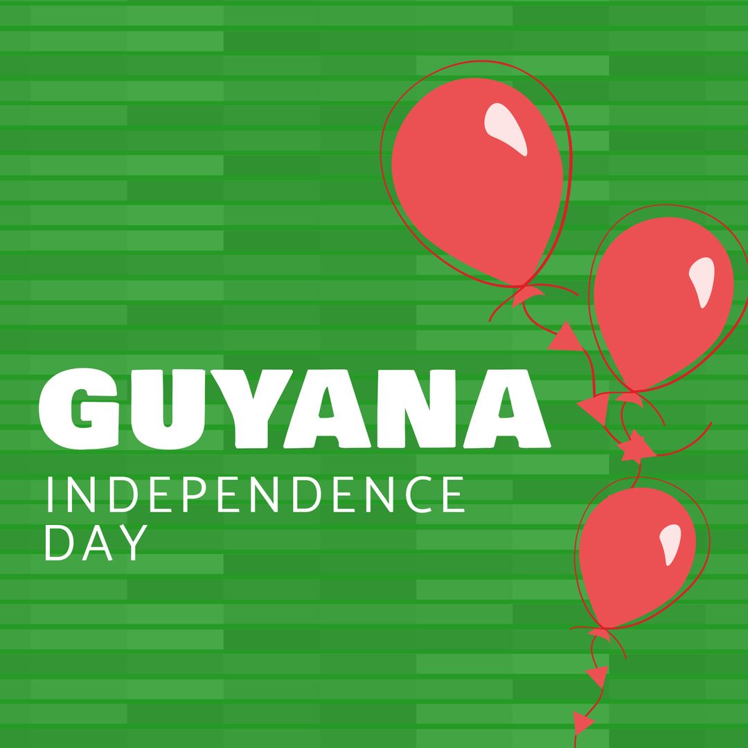 Illustration of guyana independence day text with coral color balloons on green background - Download Free Stock Templates Pikwizard.com