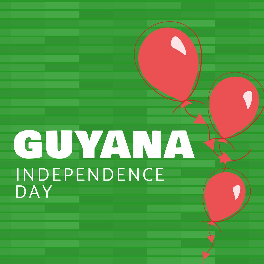 Guyana Independence Day Celebration with Coral Balloons on Green Background - Download Free Stock Templates Pikwizard.com