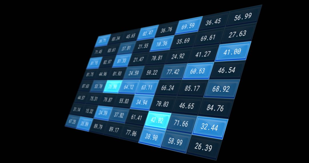 Digital Financial Data Display over Black Background