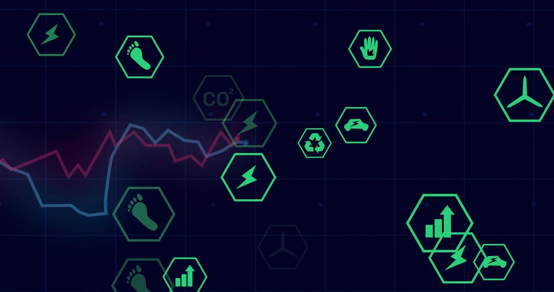 Futuristic Energy Metrics with Neon Icons on Digital Dashboard