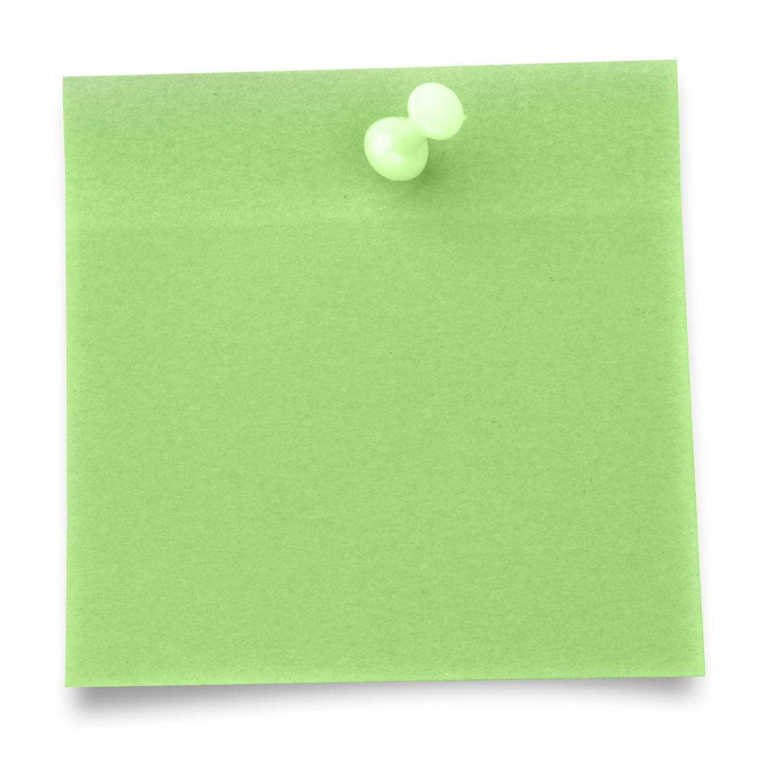 Green Sticky Note with Thumbtack on Transparent Background - Download Free Stock Images Pikwizard.com