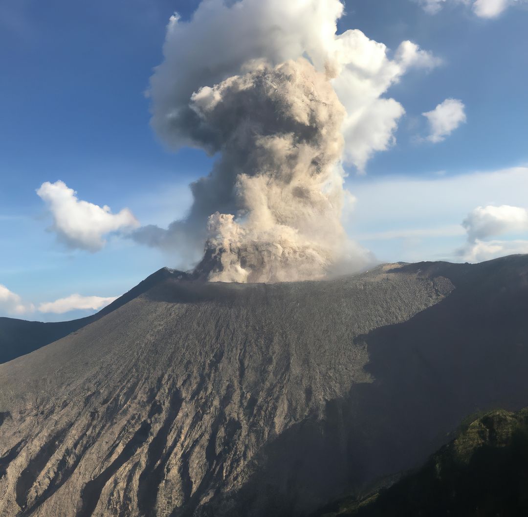 Volcanic Eruption with Smoke and Ash Plume against Clear Sky - Free Images, Stock Photos and Pictures on Pikwizard.com