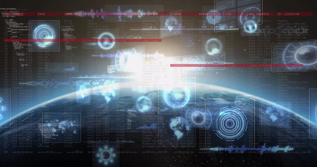 Futuristic Interfaces over Earth with Holograms and Data Visualizations