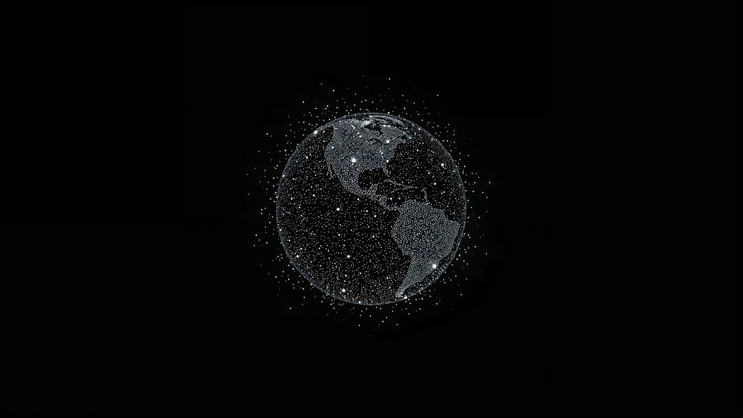Futuristic Digital Globe with Glowing Connections in Void