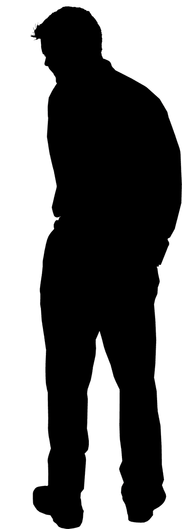 Silhouette of Elegant Man with Hands in Pockets on Transparent Background