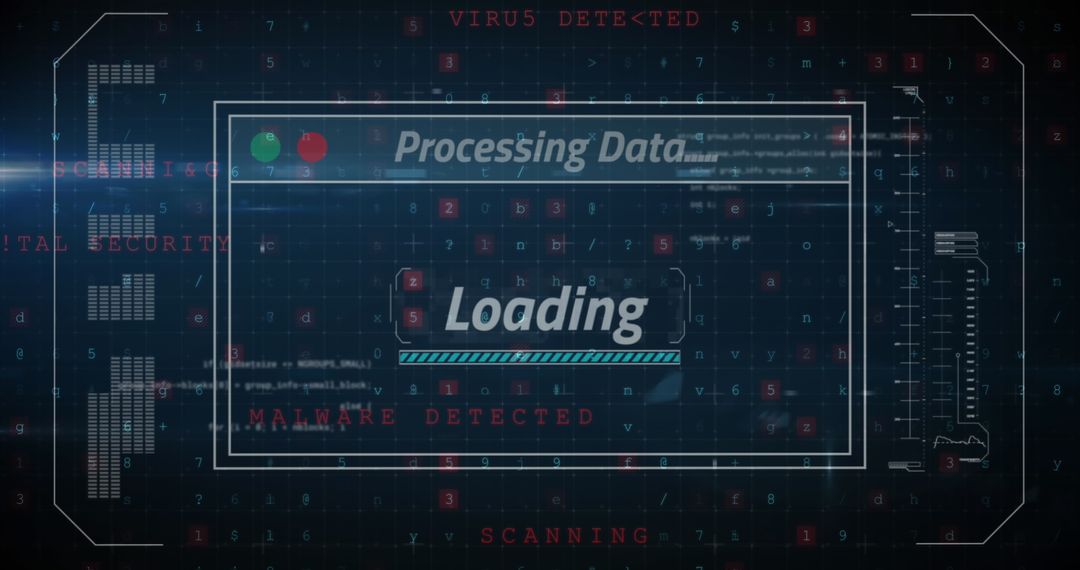 Digital data processing with security alert text visualization