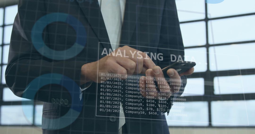 Businessman Analyzing Digital Data on Mobile Device
