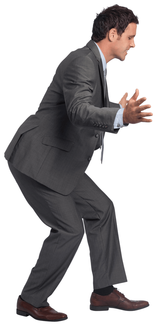 Transparent Businessman Attempting to Maintain Balance