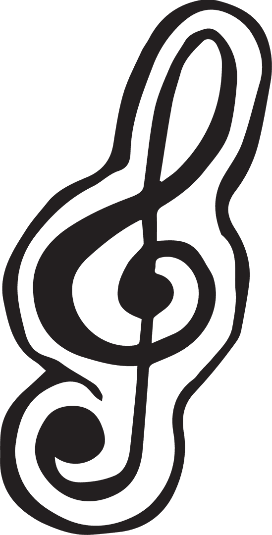 Dynamic Treble Clef Illustration on Transparent Background