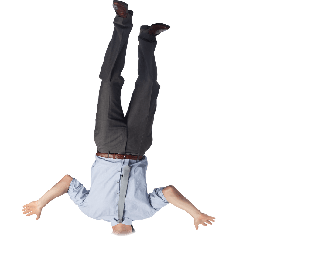 Transparent Headless Upside-Down Businessman Concept