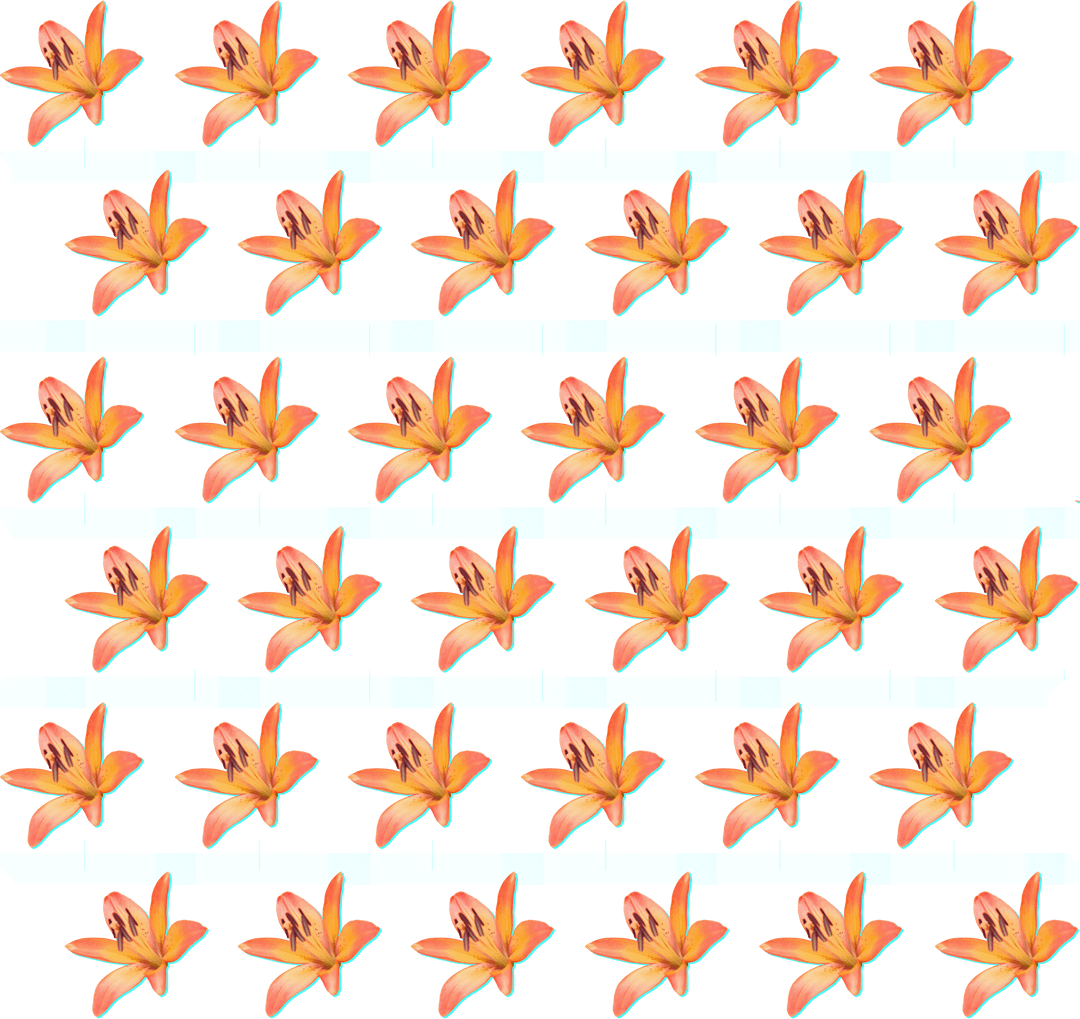 Orange Floral Pattern with Striking 3D Effect on Transparent Background