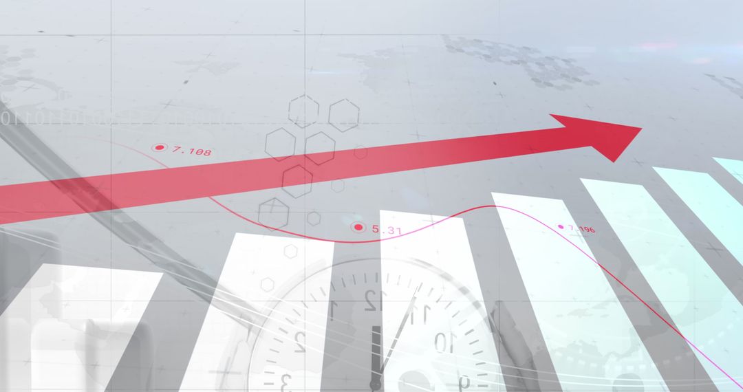 Business Data Graph Increasing with Red Arrow
