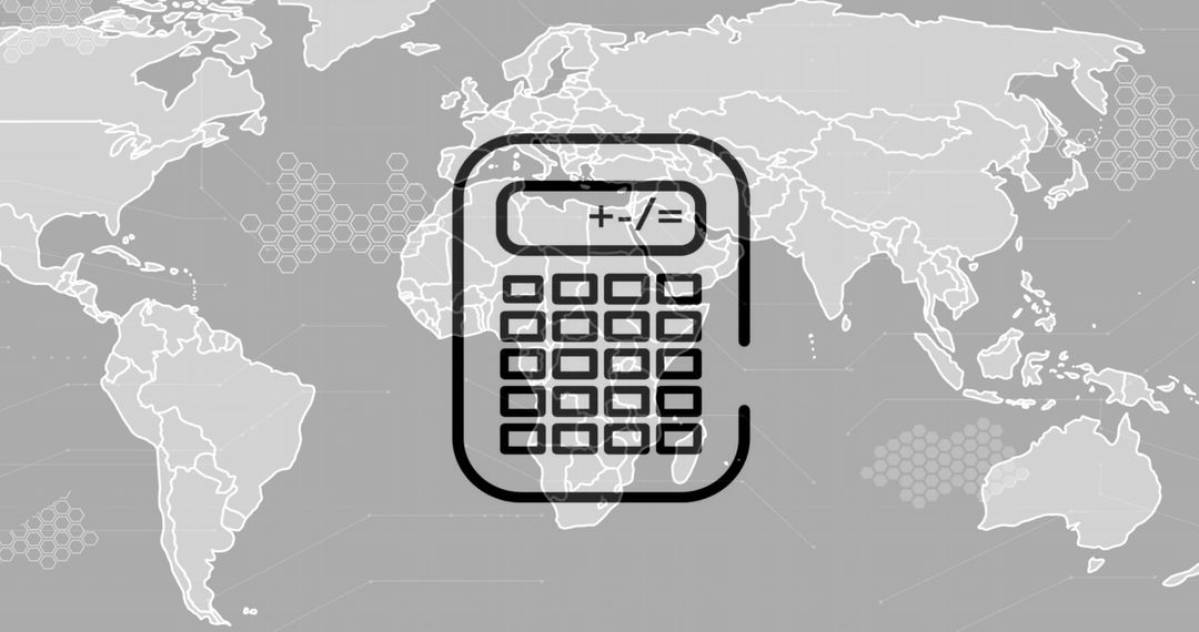Global Business Concepts with Calculator Icon on World Map