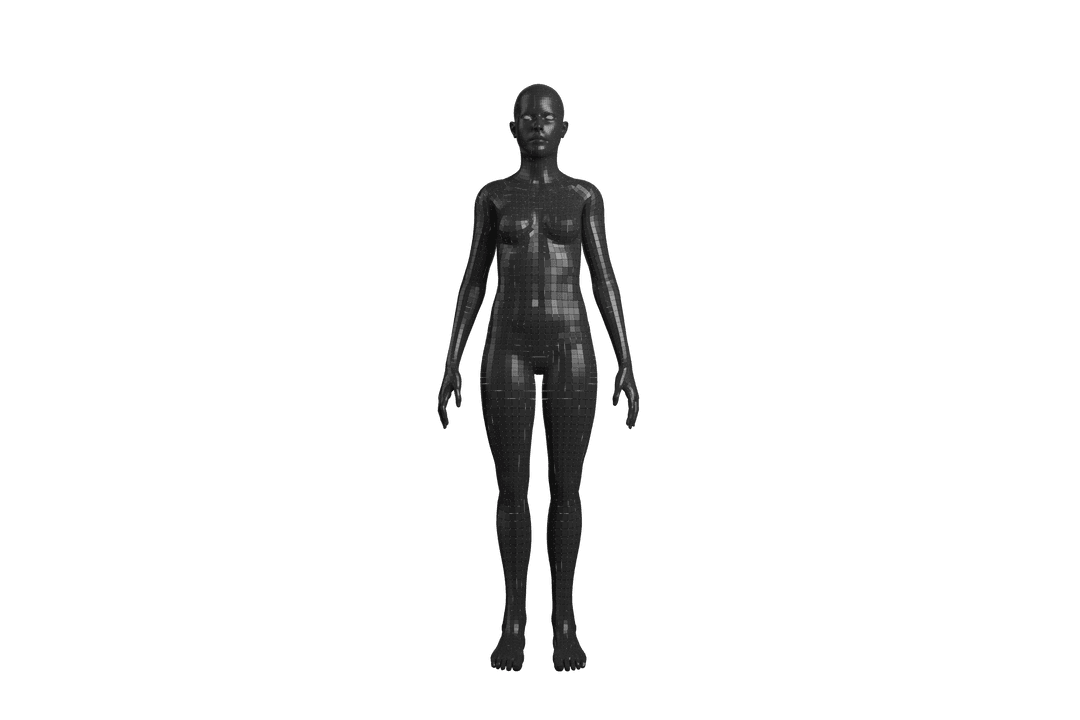 Transparent Digital Composite of Black 3D Female Figure