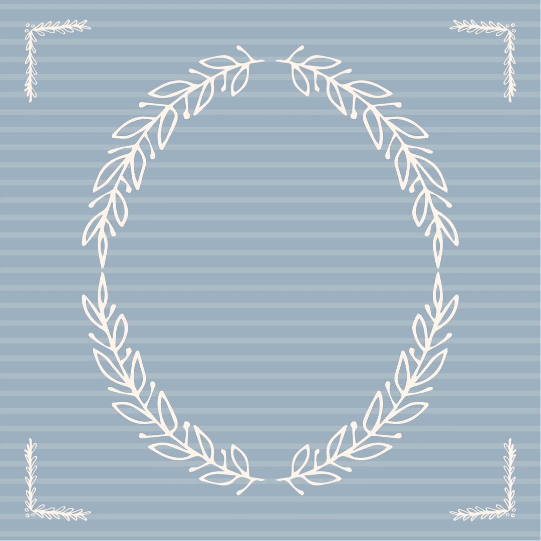 Leafy Wreath on Blue and Transparent Background for Nature Themes