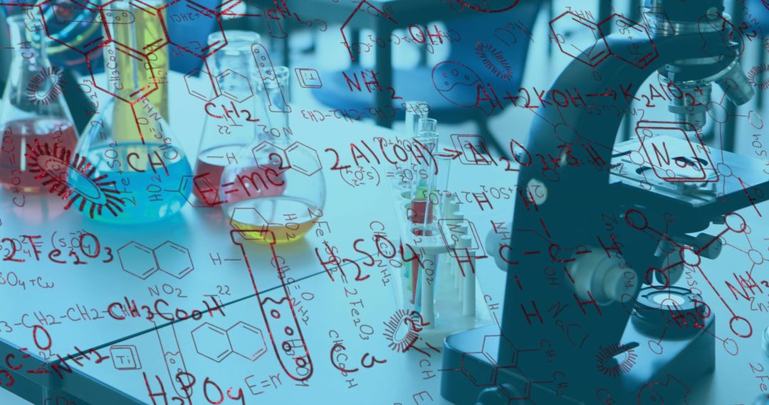 Chemical Formulas and Lab Equipment Inspiring Scientific Research
