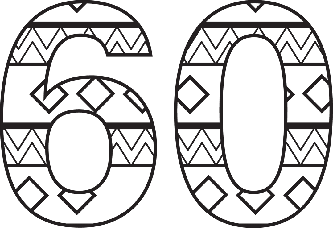 Decorative Tribal Number 60 on Transparent Background