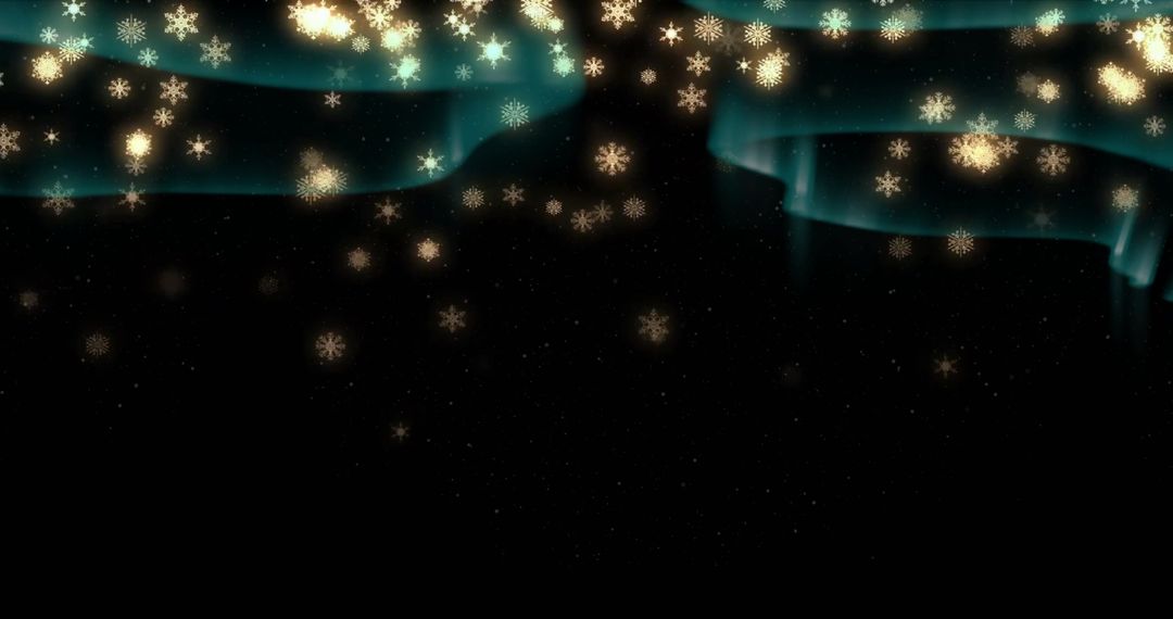 Enchanting Digital Snowfall with Glowing Light Trails