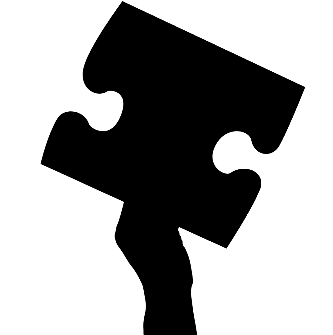 Hand Holding Jigsaw Puzzle Silhouette on Transparent Background