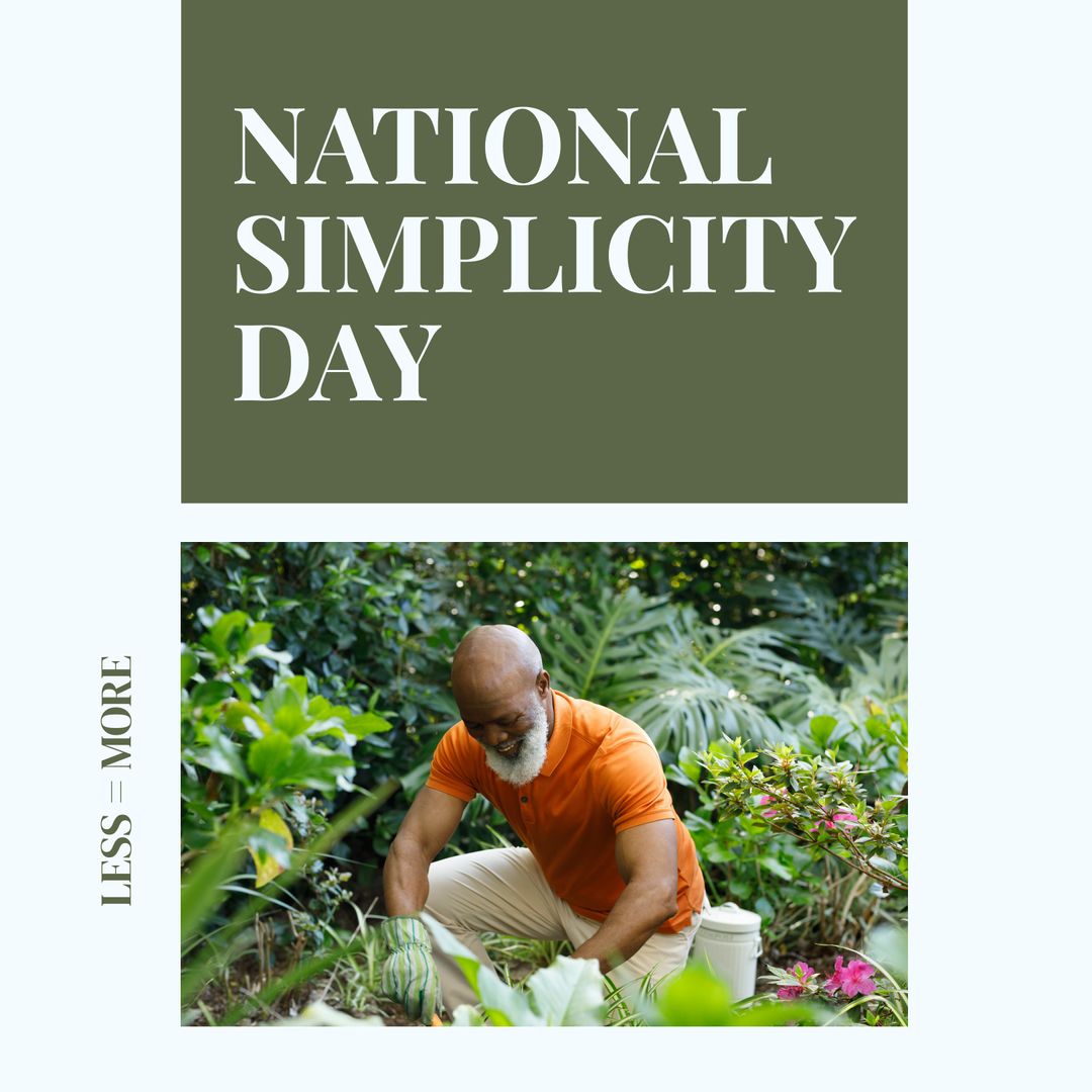 Celebrating National Simplicity Day with Senior African American Man Gardening