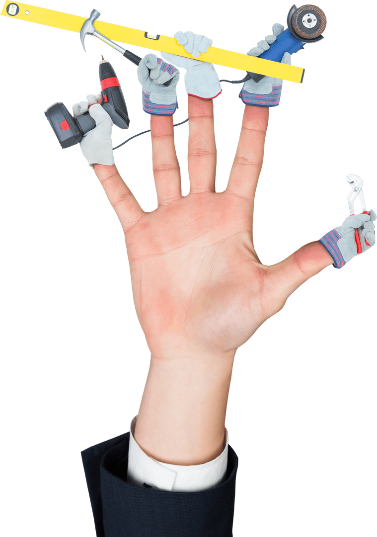 Creative Hand with Tools Illustration on Transparent Background