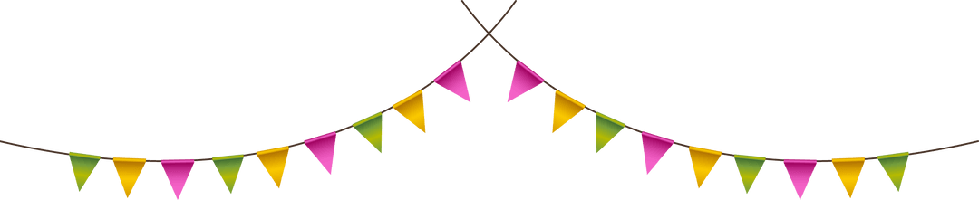 Colorful Pennant Bunting on Transparent Background for Party