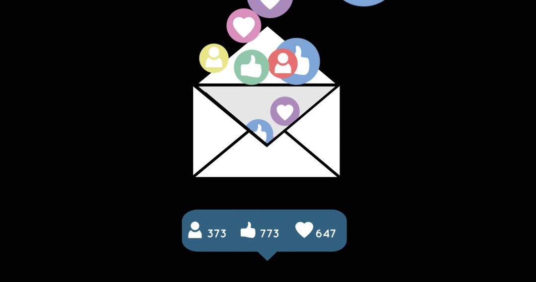 Floating Social Media Reactions Above Envelop Linked to Digital Communication