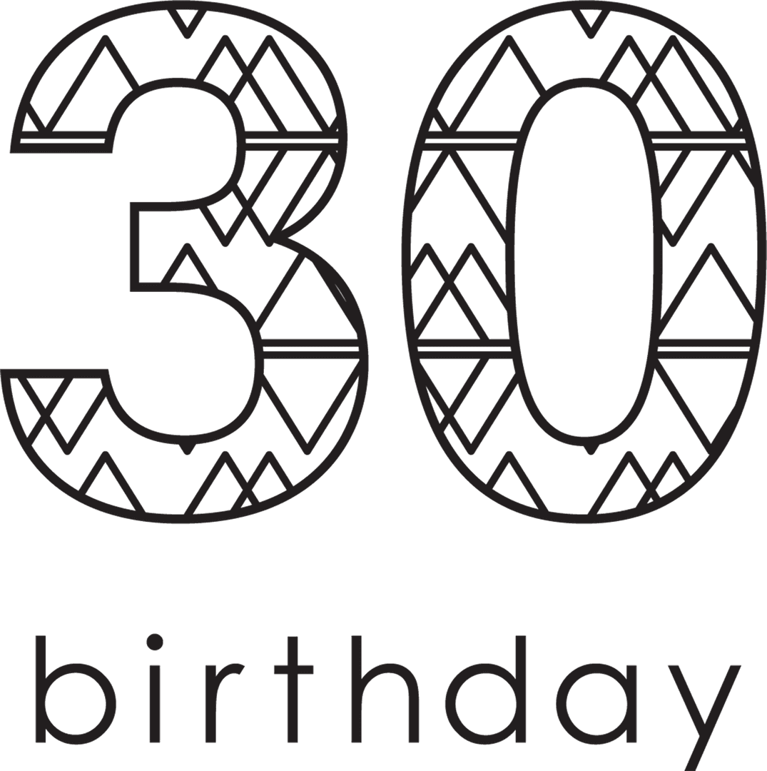 Transparent 30th Birthday Design with Patterned Text Effect