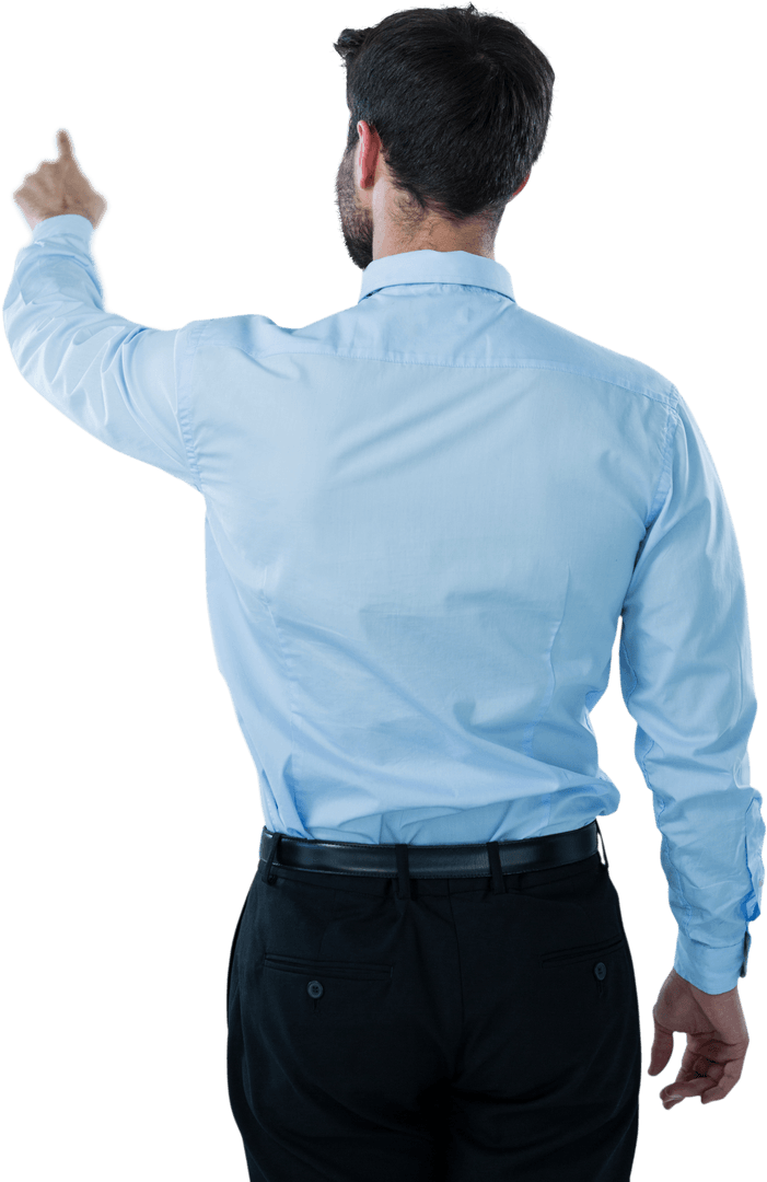 Transparent Businessman Simulating Digital Interaction