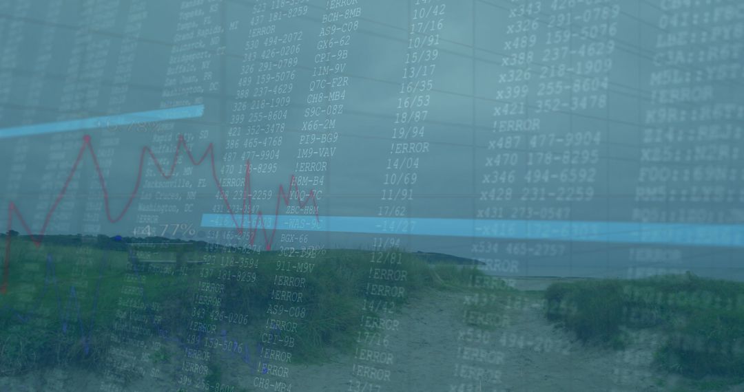 Coastal Trail overlaid with Data Visualization and Digital Codes