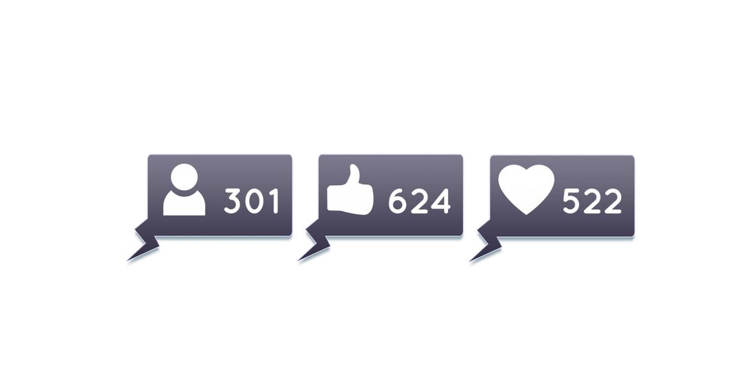 Social Media Icons Representing Follower, Like, and Heart Counts - Free Images, Stock Photos and Pictures on Pikwizard.com