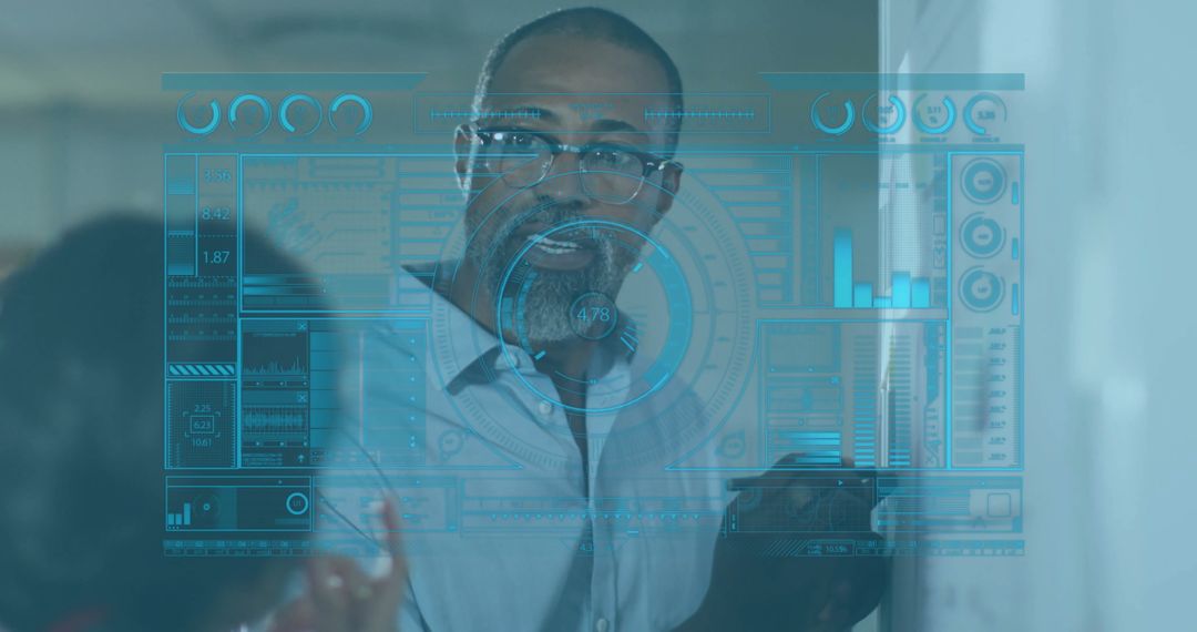 Tech Professional Presenting Holographic Data Visualization