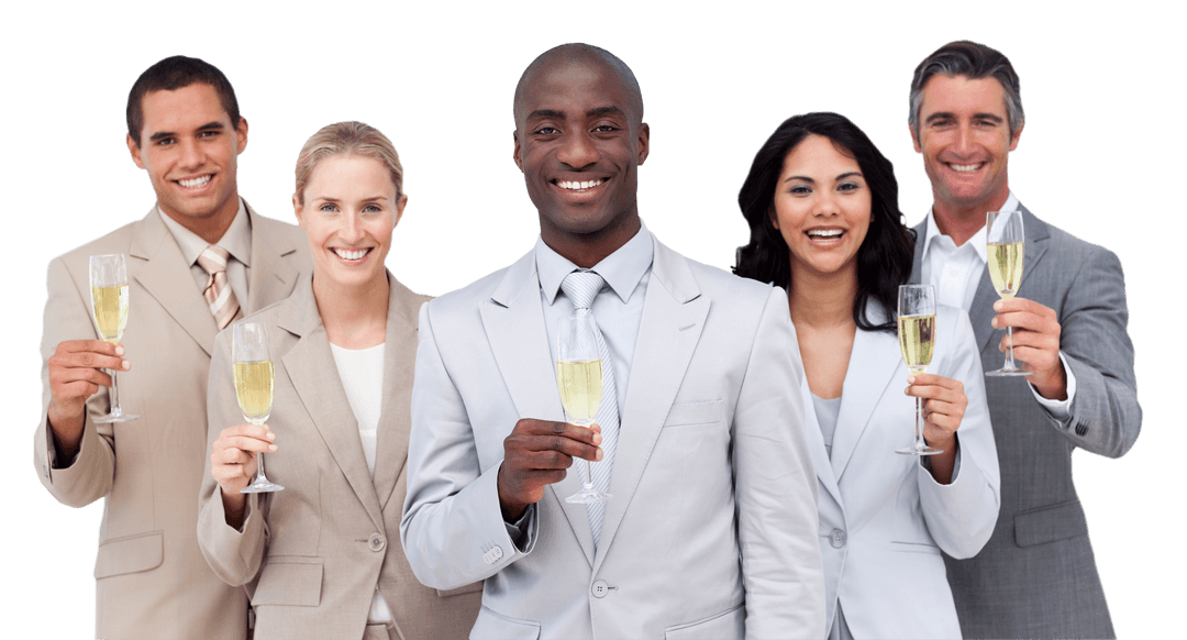 Transparent Celebration Minority Business Team Champagne Toast