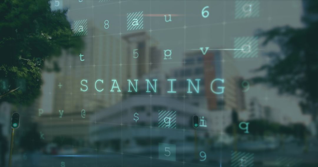 Digital Data Scanning Overlay on Urban Cityscape