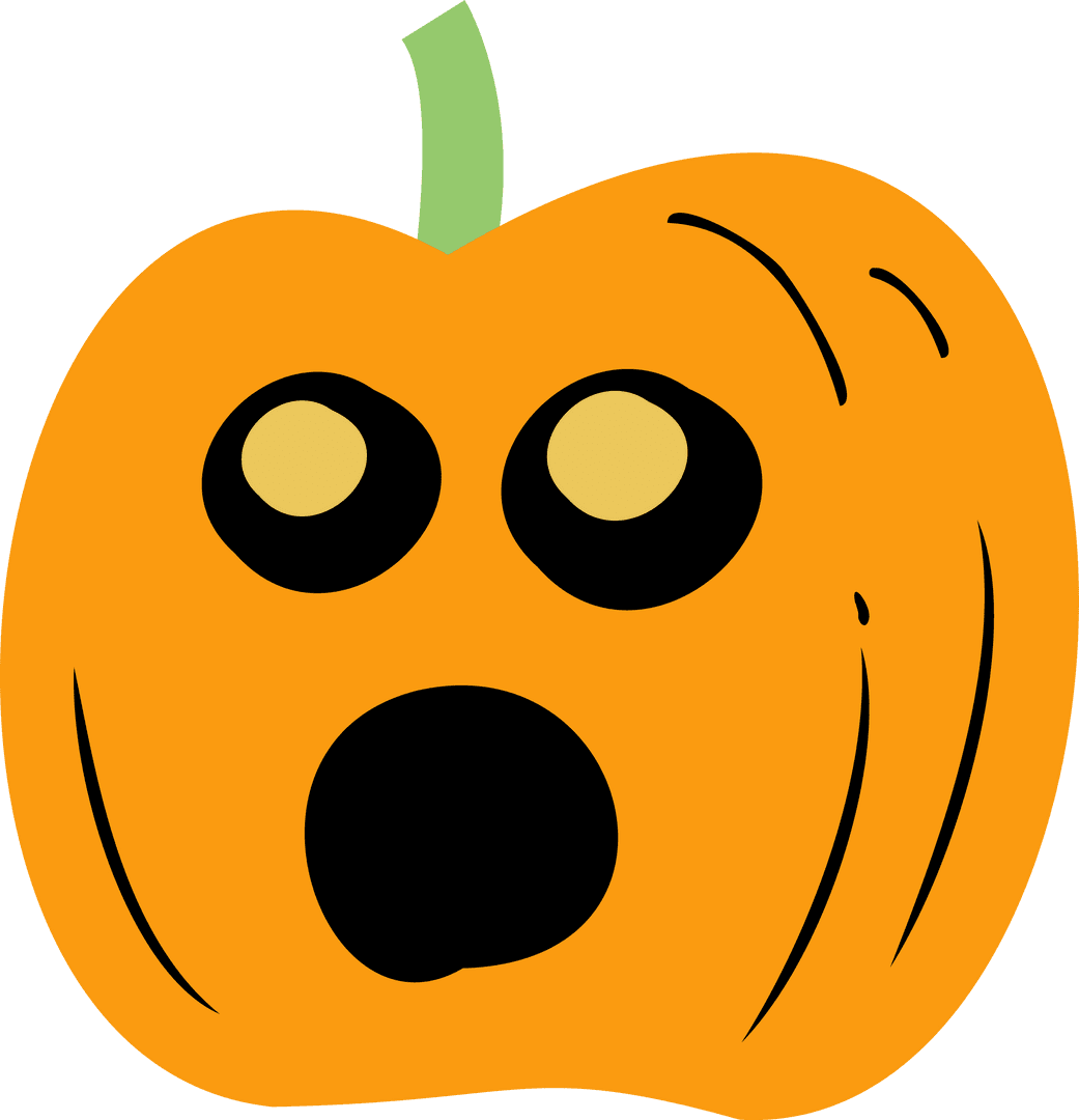 Shocked Pumpkin Illustration with Transparent Background
