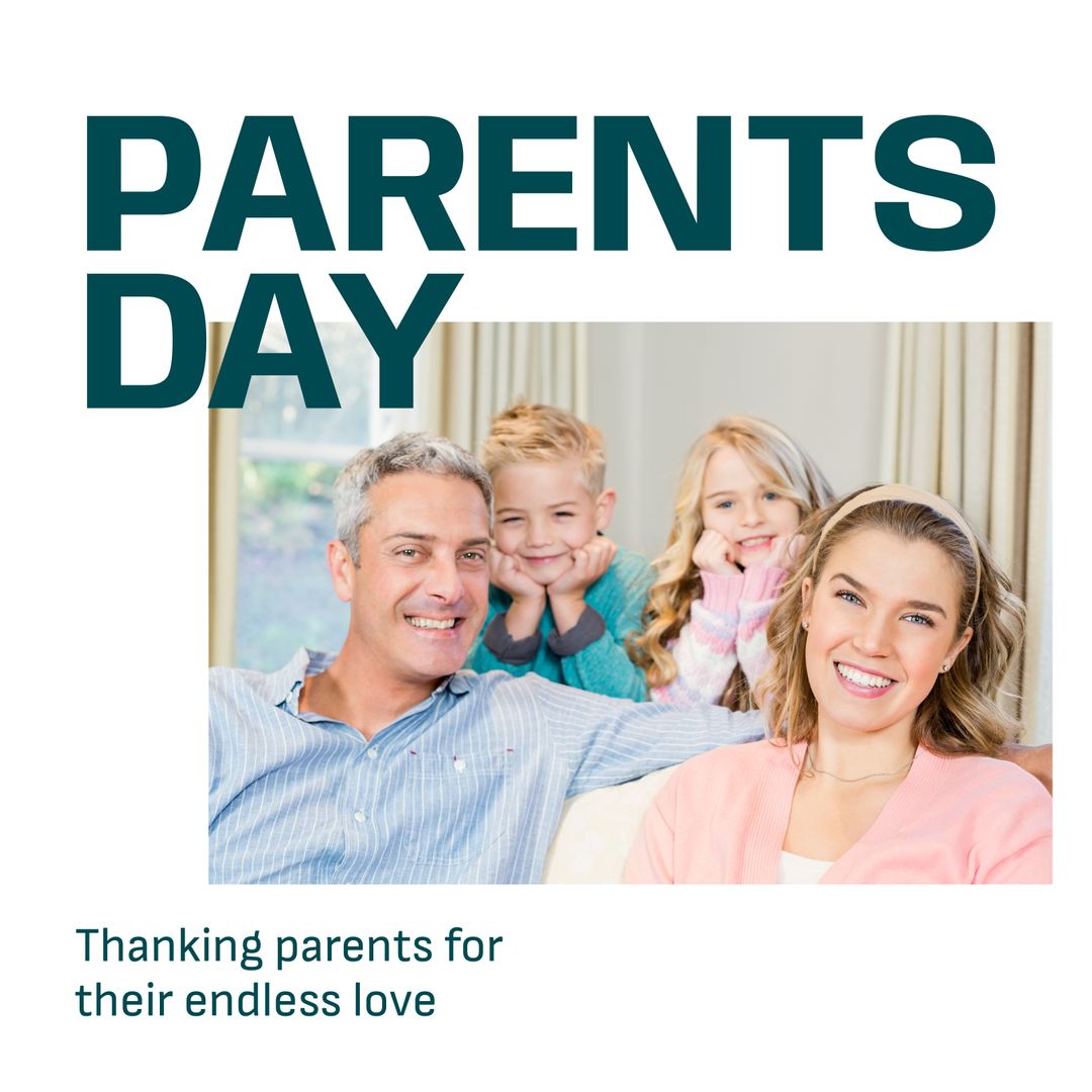 Happy Family Portrait Celebrating Parents Day in Home Setting
