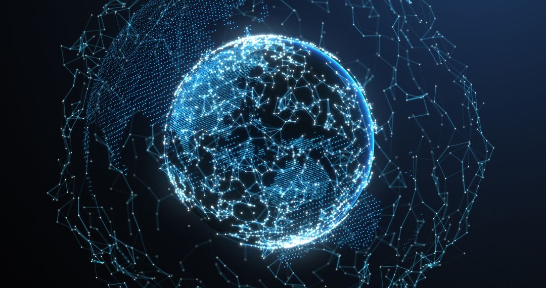 Digital Earth with Global Network Connections on Blue Background