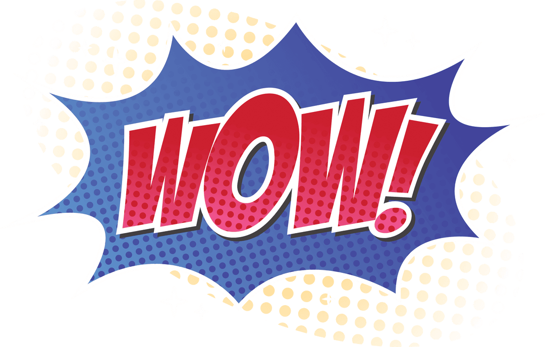 Comic Book WOW Text Bubble on Transparent Background