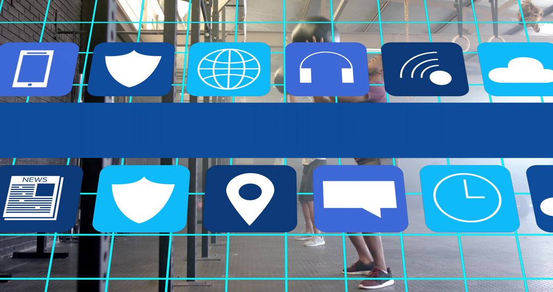 Fitness Team Training in Gym with Virtual Interface