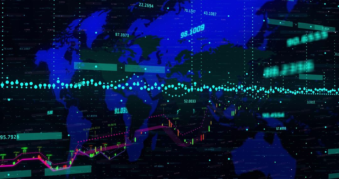 Global Data Processing with Financial Charts and World Map
