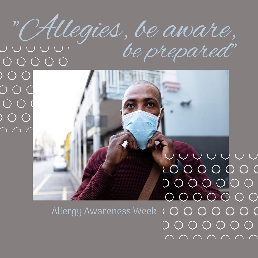 Allergy Awareness Promotion with Masked man on Urban Street