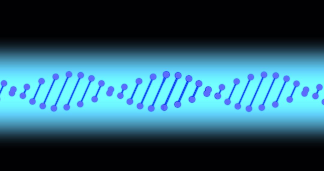 Digital DNA Strand on Black Background Illustration